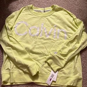 NWT. Calvin Klein performance crewneck sweatshirt. Florescent yellow. XXL.